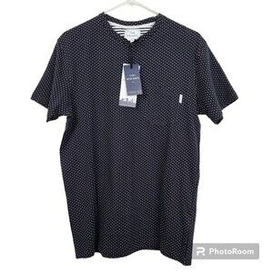 NEW Peter Werth London Mens Swiss Dot Short Sleeve Pocket Tee Size Small